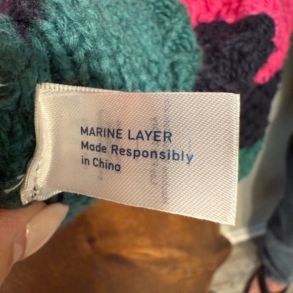 Marine Layer Block Stripe Oversize Cardigan in Multi Colorblock Large - Picture 8 of 9